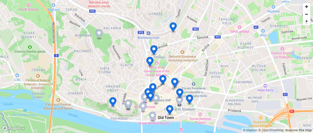 Carte touristique de Bratislava